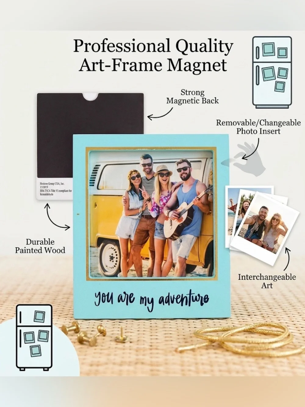 NESt horizon group USA light blue wood magnetic photo frame